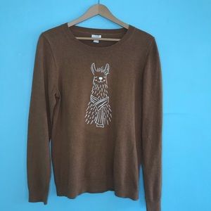 J. Crew sweater llama crew neck pullover cinnamon